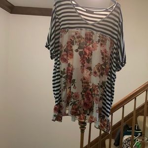 3/$30. BN. Mini dress. Black striped with roses.